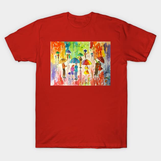 Colourful Umbrella Painting T-Shirt by Casimirasquirkyart